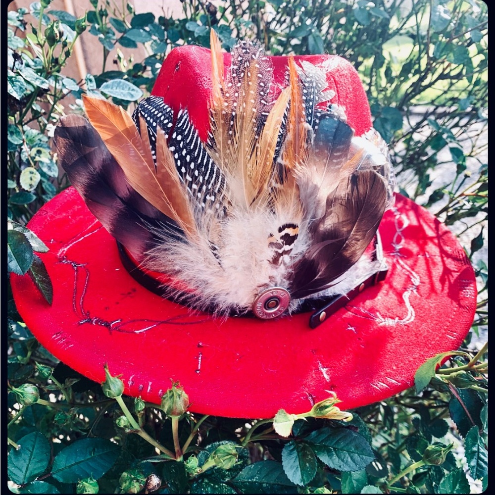 Hand Burned Custom Red Cowgirl Hat